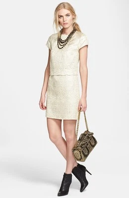 Tory Burch 'Brielle' Métallique Brocart Faux Deux Pièce Robe (Taille 4) - Photo 1/4