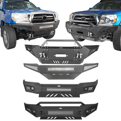 Heavy Duty Steel Full Width Front Bumper Bar Fit 2005-2011 Toyota Tacoma 2nd Gen
