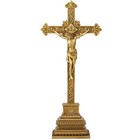 Standing Crucifix - 16 Inch Standing Cross for Home Table Decor, Gold Crucifi...