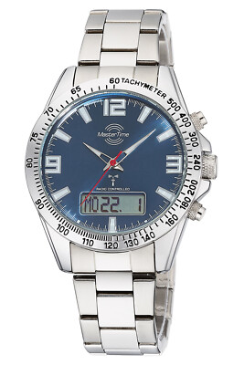 MASTER TIME Herren-Armbanduhr Funk Sporty Big Date Stahl/Blau MTGA-10875-32M