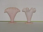Fenton 4" Mini Hobnail Rose Pink Pastel Milk Glass Fan and Cone Trumpet Vase