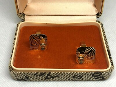 DOLAN BULLOCK 14K YELLOW GOLD DIAMOND CUFFLINKS - VINTAGE