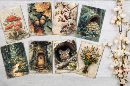 8 rustikale Wald Natur Spaziergang Journal Kartenaufleger Sammelalbum Journal Karten - Bild 3 von 3