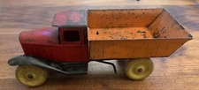 Vintage Wyandotte 1930's Pressed Steel 10" Dump Truck Wood Wheels All Original