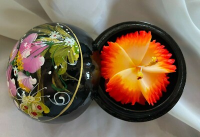   Orange Hibiscus Hand Carved Display Soap 3'' Mother s Day gift, 100% Handmade 