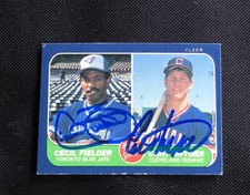 CECIL FIELDER & CORY SNYDER 1986 FLEER ROOKIE SIGNED AUTOGRAPHED CARD JSA CERT
