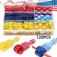 120PCS Insulated 22-10 AWG T-Taps Quick Splice Wire Terminal Connectors Combo