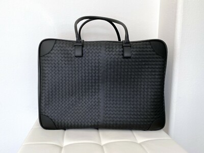 NEW! BOTTEGA VENETA Black Leather Carry-on Weekend Bag Duffle