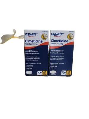  Equate Cimetidine 200 mg 60 tablets Acid Reducer Heartburn Prevention ,pack 2 