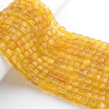 1 Strand Yellow Chalcedony Faceted Briolettes - Cube Shape Briolettes - 5mm-7mm-