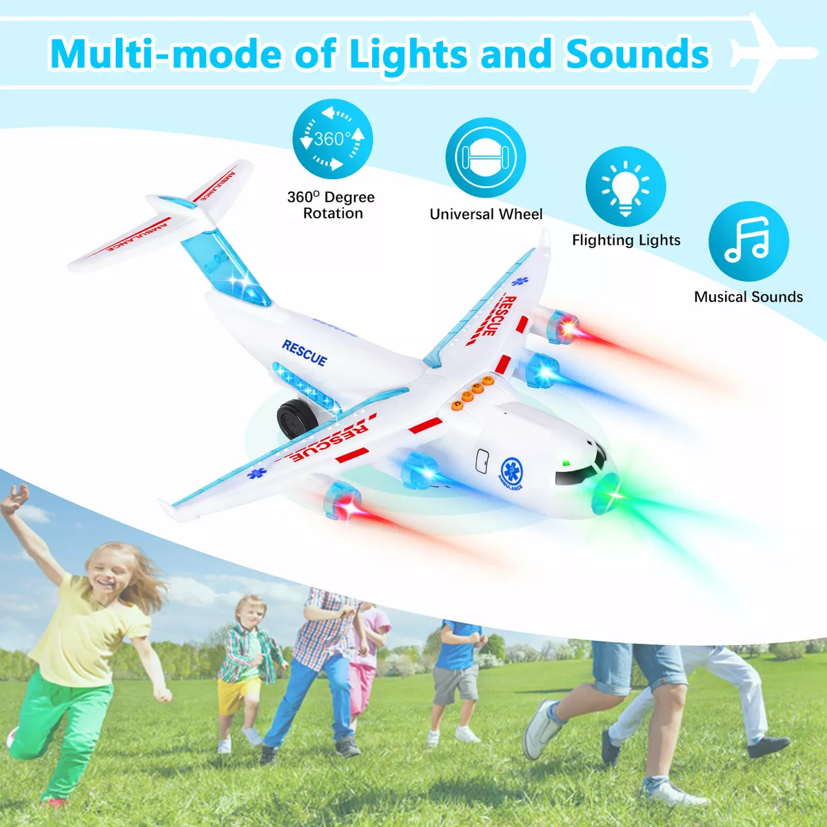 Kids Airplane Toys for 3 4 5 6 Years Old and Up Bump and Go Plane