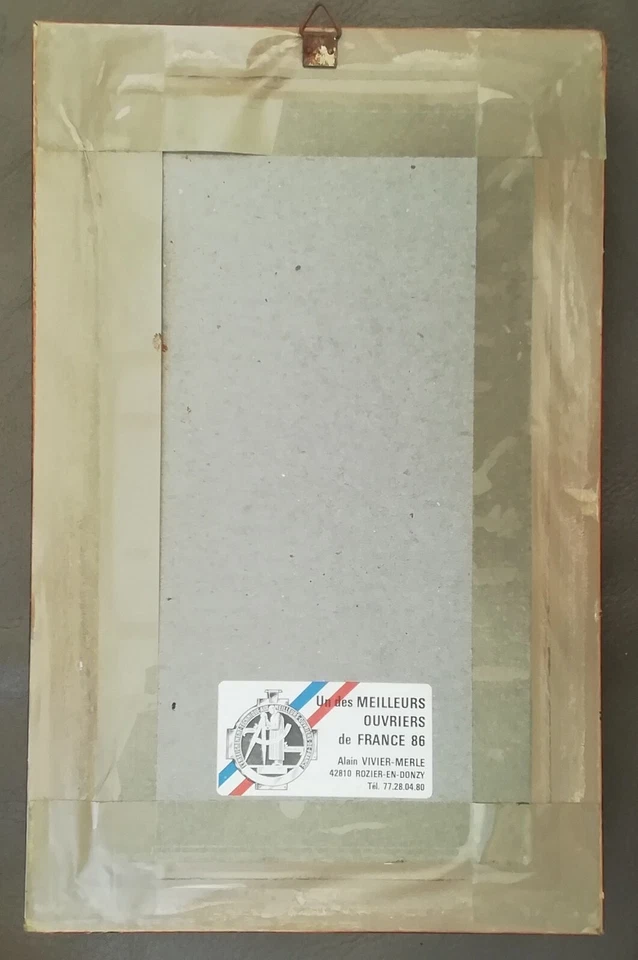 Petit tableau soie tissée moulin à vent le tisserand - Photo 3/3