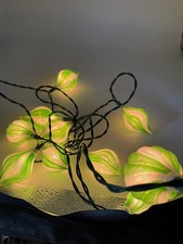 Strand of 10 Green White Candy Stripe Teardro...
