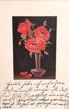 1918 German Feldpost Postcard " A Vase of Roses " Dated: 1918. #-1791