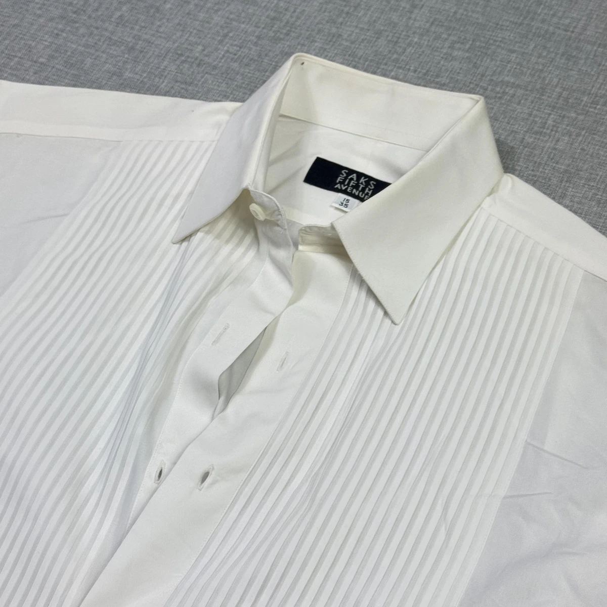 Saks Fifth Avenue White Long Sleeve Dress Shirts for Men for sale 