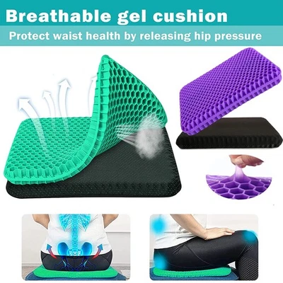 Double Thick Gel Seat Cushion Orthopedic Egg Pad Back Pressure Pain Relief NEW