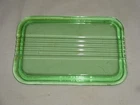 Vintage  Green Uranium Depression Glass 4”  X  6” Refrigerator Dish Lid Only