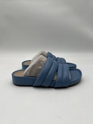 Vionic Mayla Womens Slide Sandals Blue Shadow Leather Slip On Open Toe Size 7M
