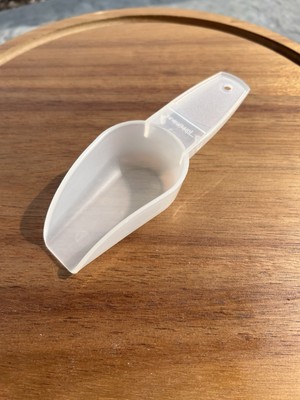 Vintage Tupperware Handy Scoop w Handle Gadget 1/4 Cup Clear Canister Scoop