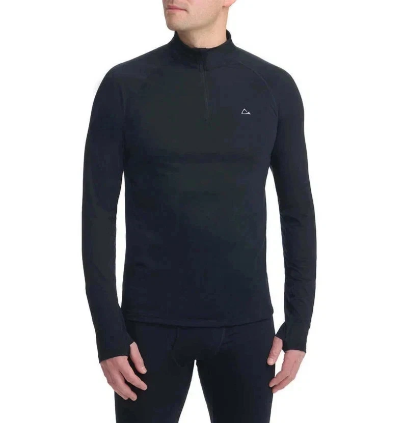 Paradox Men's 1/4 Zip Merino Blend Performance Base Layer Top Size Medium Black