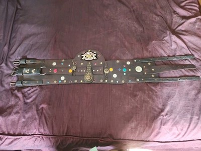 Vintage Leather Motorcycle Kidney Belt Harley Davidson HOG 3 Large Buckles