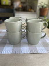 Retired Crate & Barrel Stackable Moss Green Mugs 14 oz. Capacity EUC