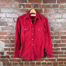 Vintage St. John's Bay Shirt Mens Small Red Chamois Cloth Button Up USA 90s