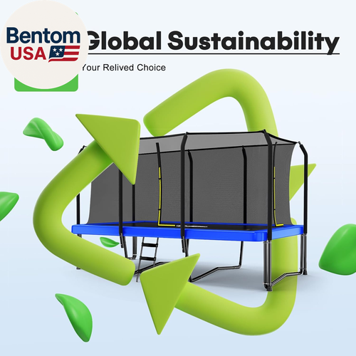 1800LBS Weight Capacity Rectangle Trampoline 10X17Ft 9X15FT 8X14FT Outdoor Squar - Picture 4 of 12