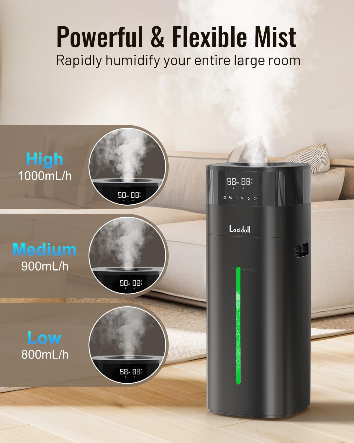 Large Room 5.3Gal Cool & Warm Mist Humidifier for Home & Nursery