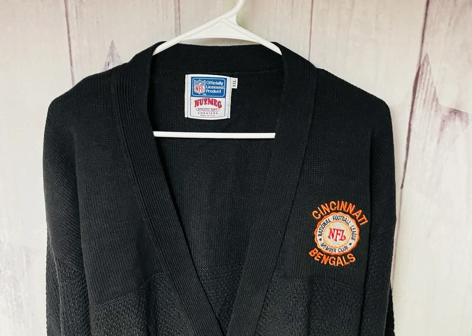 Cárdigan Suéter Tejido Vintage Años 90 Nuez moscada NFL Hombres 2XL Cincinnati Bengals ¡Raro! Foto 2 de 3