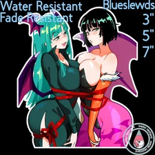 Morrigan Aensland & Fubuki 3"/5"/7" Lewd Anime Laptop Bottle Sticker