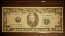 1981 20 Circulated Series K Twenty Dollar Star Note K01159190 2-085