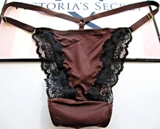 VICTORIA'S SECRET VERY SEXY V-String Thong Panty VS Brown & Black Lace S M L XL
