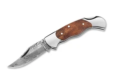 Boker Magnum Lady Lockback Folder 2 3/8" Damascus Blade and Wood Handle