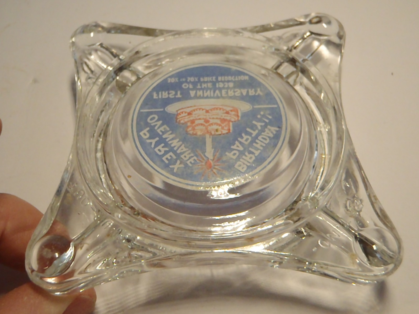 VERY RARE 1939 PYREX ORIGINAL ADVERTISING GLASS ASHTRAY BIRTHDAY PARTY ...