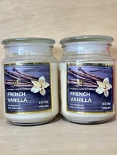2-French Vanilla 18 Oz. Scented Jar Candles W/Lids Made By Modern Expressions