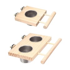 Bird Feeder Bowl Wooden with Wooden Platform Large Capacity Perch Stand for