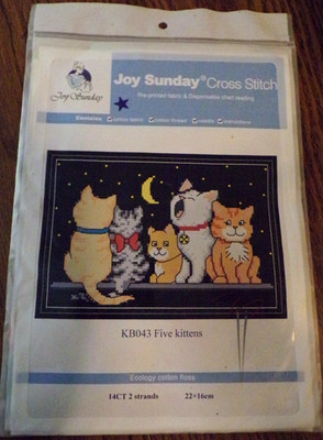 FA25 NEW JOY SUNDAY ''FIVE KITTENS'' #KB043 COUNTED CROSS STITCH KIT