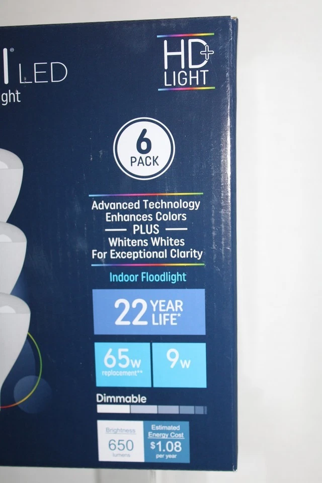GE Reveal 65w Replaced 9w LED Indoor Flood Bulbs BR30 Med Base Dimmable 6-Pack - Image 2 of 4