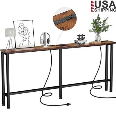 Multi-Functional Sofa Table W/ USB Ports Power Hub Adjustable Feet Stability