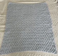 Crochet Baby Blanket Light Blue Handmade Super Soft Cozy 32 1/2  W x 42 1/2  L
