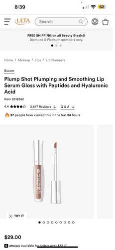 Buxom~ Plump Shot Collagen Peptides Advanced Plumping Lip Serum~ Celestial Nude - Picture 3 of 3