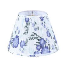 33178, Hardback Empire Transitional Spider Lamp Shade, Pleated White with Blu...
