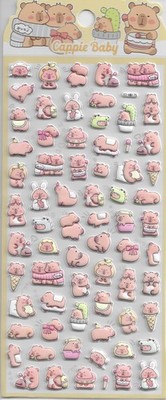 Süße Tiere Aufkleber | Capybara Sticker | Hochwertige 3D Schaumstoff Aufkleber (B)
