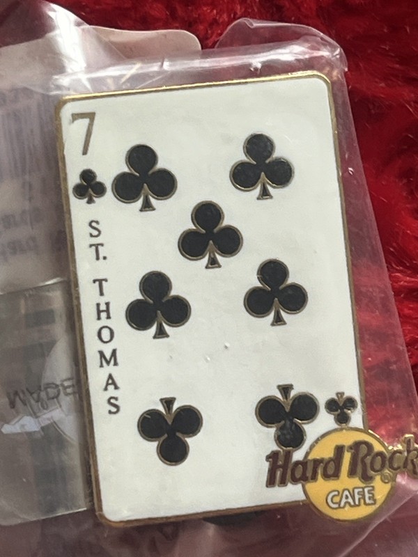 Hard Rock Cafe pin St. Thomas 7 of clubs playing card series 2002