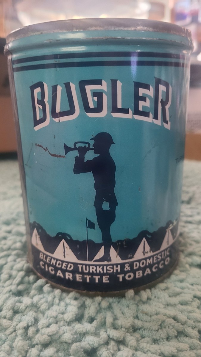 Vtg BUGLER Blended Turkish & Domestic Cigarette Tobacco Tin