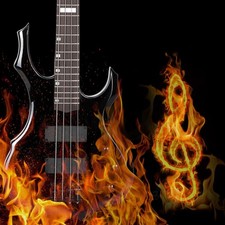 Glarry Right Handed Burning Fire Electric 4 Strings Bass Guitar Kit 20W Black