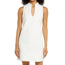 Eliza J White Eyelet Sleeveless Shift Dress Women’s Size 6 Summer Lace Beachy