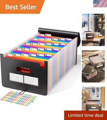 26 Pockets Accordion File Organizer - Elegant Document Storage for Home & Office