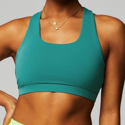 NWT Women s Fabletics Boost Medium Impact Sports Bra Misty Jade Neon XS